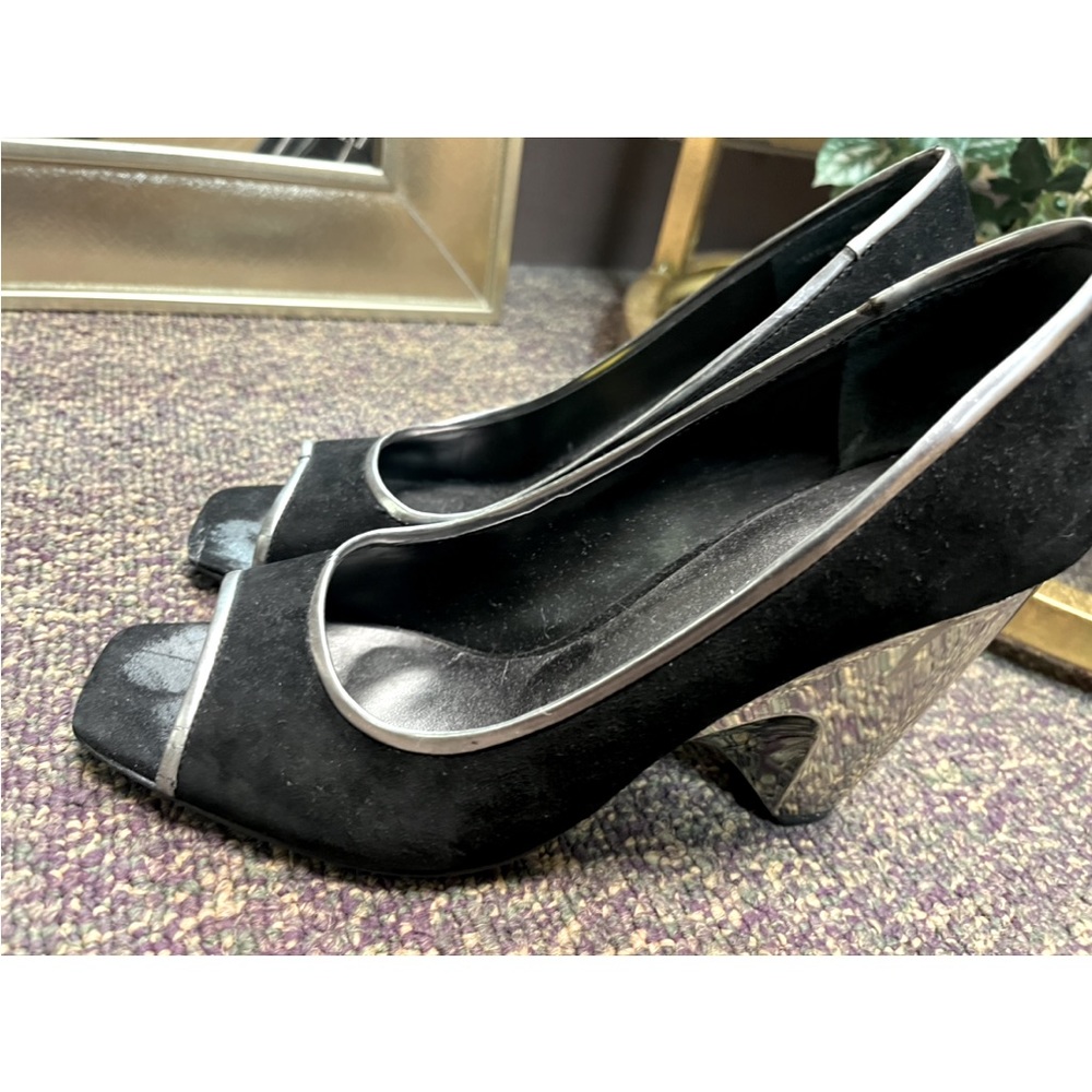 NWOT Nine West Mirrored Wedge Heeled Shoes SZ-7.5W! Beautiful ~Unique!!